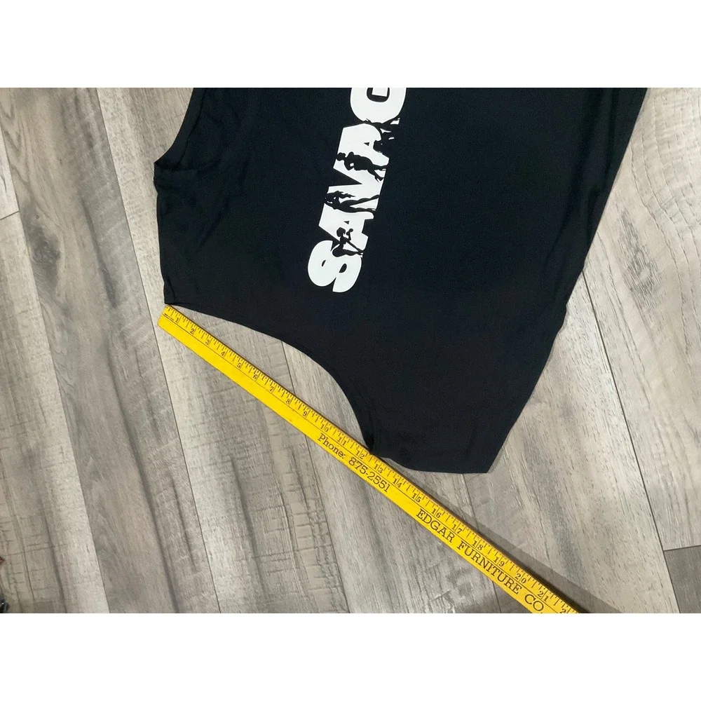 Savage X Fenty Sport Black Cropped Muscle Tank Graphic Top 3X NEW - Picture 6 of 8